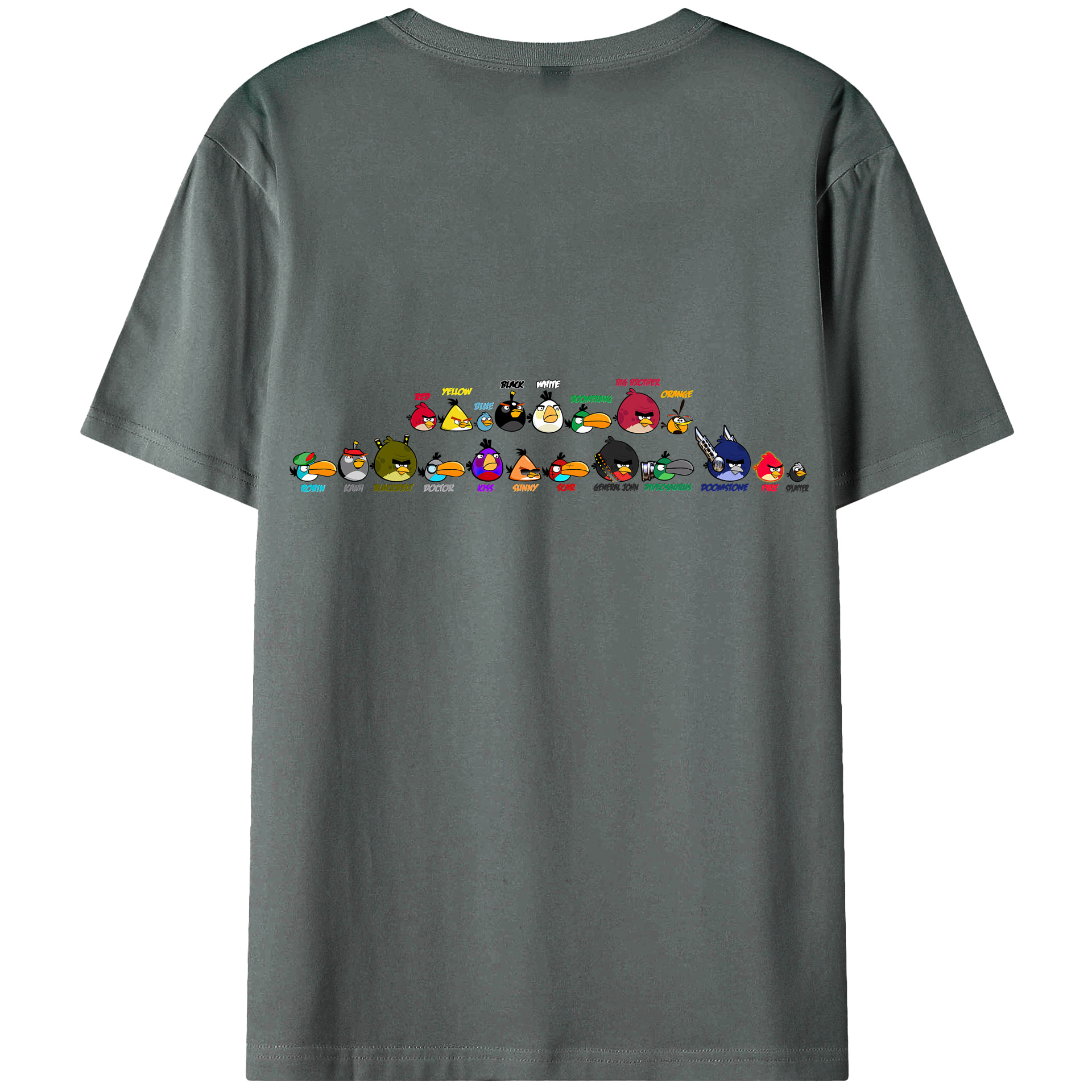 （画像用） Angry Birds アングリーバード 綿100％ メンズ半袖Tシャツ（バックプリント） 通気性